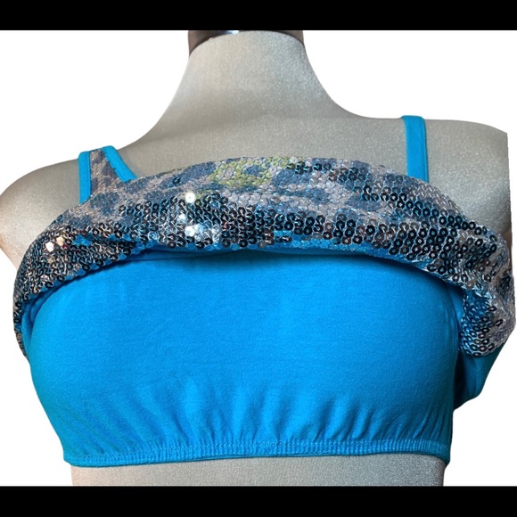 JUSTICE Girl  Blue   Embellished  Silver Sequin Top Size 14 - Picture 11 of 11